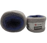 YarnArt Rosegarden, 500 g Bobbel lana gradiente, 100% cotone, multicolore (grigio blu 315)