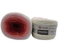 YarnArt Rosegarden, 500 grammi di lana Bobbel sfumato, 100% cotone, multicolore (bianco, rosa, albicocca, rosso 304)