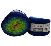 Yarnart Rosegarden, 500 grammi di lana Bobbel sfumato, 100% cotone, multicolore (blu, verde, giallo 320)