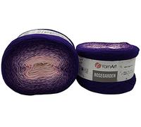 YarnArt Rosegarden, 500 grammi di lana Bobbel sfumato, 100% cotone, multicolore (lilla, rosa 321)