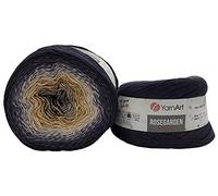 YarnArt Rosegarden, gomitolo di lana da 500 grammi, 100% cotone, multicolore (antracite, giallo, grigio, 323)