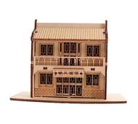 YARNOW 1 Set di legno puzzle Giocattolo del kit assemblato modelli di casa pubblica fai da te kit puzzle giocattoli di assemblaggio di modelli in legno plastica Marrone