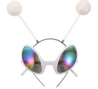 YARNOW 1 Set di occhiali e fascia per capelli marziani per Halloween, copricapo e occhiali da sole con antenna per cosplay spaziale, divertenti accessori per feste di Halloween per cabina fotografica,