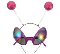 YARNOW 1 set di occhiali e fascia per capelli marziani per Halloween, copricapo e occhiali da sole con antenna per cosplay spaziale, divertenti accessori per feste di Halloween e cabina fotografica.