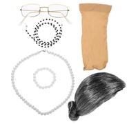 YARNOW 1 Set Parrucca nonna vecchio riccio parrucche cosplay parrucche per giochi di ruolo parrucche anziane Vesti le parrucche Accessori per costumi da donna anziana plastica