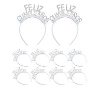YARNOW 10 pezzi Cerchietto per capelli spagnolo "Happy Birthday": copricapo scintillante con glitter e tinsel - Accessori per capelli &;Feliz Cumpleaños&; per feste di compleanno, oggetti di