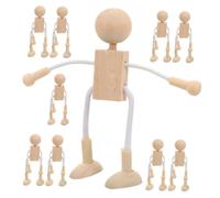 YARNOW 10 Pezzi figurine di persone piccola persona di legno mini figure di persone manichino da disegno di figura umana in legno dipingere giocattoli robot burattino robot