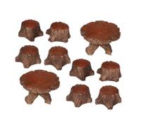 YARNOW 10 Pezzi Miniature Resin Table And Chairs Set With Wood Stump Design Rustic Dollhouse Side Table And Dining Furniture For Fairy Garden Micro Decoration