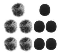 YARNOW 10 Pezzi Protezione Microfono Nero in Spugna e Peluche per Microfono Lavalier Mini Riduzione Rumore e Protezione dal Vento per Discorsi Indoor