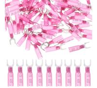 YARNOW 100 Pezzi Connettori Terminali Elettrici a Forcella U-shaped in Rame Isolamento Termoretraibile Rosa per Connessioni Elettriche Sicure e Impermeabili in Scenari di Cablaggio
