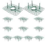 YARNOW 12 Pezzi Supporto per Coltivazione Fragole Quadrato, Plastica Verde | Griglia a Rete Due Pannelli Incastrabili e Gamba Stabile, per Aiuole Piccole e Piante Micro