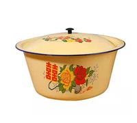 YARNOW 1pezzi Bacinella Vintage Smaltata Con Coperchio Contenitore Retrò Per e Zuppe Design Pratico Per Cucina e Conservazione Alimenti