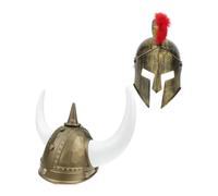 YARNOW 2 Caschi Viking in Plastico Dorato Riutilizzabili per Feste a Tema Carnevale e Festival per Uomo e Donna