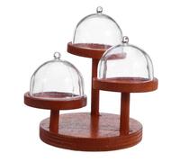 YARNOW 2 Impostati Miniature Wooden Tiered Tray For Dollhouse Dessert Stand With Food Dome Stable Mini Dollhouse Furniture For Tea Party Scenes And Creative Play