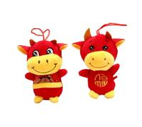 YARNOW 2 Pezzi Anno Del Bue Mascotte Mucca Bambola Cuscino Zodiaco Cinese Bambola Mascotte Zodiaco Cinese Bue Bambola Ciondolo Anno Del Bue Bambola Ciondolo Anno Del Bue Bambola Ciondolo