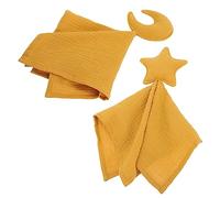 YARNOW 2 Pezzi Bambola asciugamano giocattoli coperta appena nata coperta avvolgente per coperta per neonato coperte per coperta lunare garza di cotone Giallo