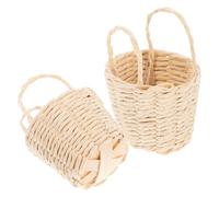 YARNOW 2 Pezzi Cestino di rafia cestini di paglia con manici mini cestini bomboniere baseket cestino per giocattoli per animali domestici piccolo cestino Fette di bambù