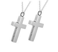 YARNOW 2 pezzi Collana Donna Croce Memoriale in Acciaio con Ciondolo Urna per Ceneri Gioielli Commemorativi Sicuri per Ricordo Quotidiano