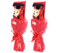 YARNOW 2 Pezzi Il Dottor Bear Bouquet Decorazioni Di Laurea Mazzo Bouquet Per Bouquet Di Fiori Di Laurea Bouquet Di Bambola Orso Di Laurea Decorazione Peluche Stoffa Rosso