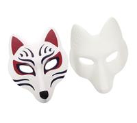 YARNOW 2 Pezzi Maschera da Volpe in Eva Bianca per Festa e Cosplay, Maschera Vuota DIY per Coltivare la Creatività, per Matrimoni e Sfilate di Moda