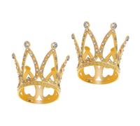 YARNOW 2 Pezzi piccola per mestiere toppers topper da dessert Decorazione piccolo corone Decorazioni per la torta nuziale di strass lucente lega Golden