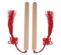 YARNOW 2 Pezzi Strumento a Percussione Musicale Bastoni Strumento Musicale Claves Strumenti Bastoncini Musicali Nappa Nodo Cinese Strumento Di Legno a Percussione Beige Poliestere