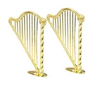 YARNOW 2 Pezzi strumento arpa mobili per case delle bambole mini strumenti mini giocattoli roba in miniatura Decorazione da tavolo arpa Figurine in miniatura plastica D'oro