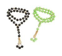 YARNOW 2 Pezzi Tasbeeh per Preghiera Islamica in Vetro Perle Nero Verde Conta Preghiere Portatile per Moschea Ramadan Meditazione e Versatile per Uso Spirituale