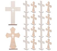YARNOW 20 croci di Legno Non rifinite, croci Decorative Fai da Te da dipingere con Supporti, centrotavola per Battesimo, Regalo Religioso Spirituale per Chiesa, Festa