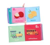 YARNOW 2pezzi Libro Stoffa Per Ragazzo Educativo Suoni e Adesivi Resistente All Per Bagno Immagini Accattivanti Veicoli e Frutta