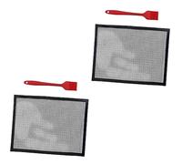 YARNOW 2pezzi Tappetino da Barbecue Antiaderente Resistente alle Alte Temperature con Pennello per per Grigliare Pesce e Verdure