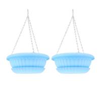 YARNOW 2sets Vasi Pensili da Esterno in Plastica Resistente con Supporto Catena e Vassoio Fioriere da Balcone per Piante e Fiori Porta Piante da Ringhiera per Decorazione Giardino e
