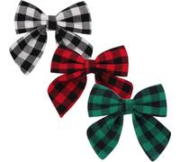 YARNOW 3 Pezzi Fermagli per Chioma Fiocco a Quadretti in Lino Cotone Leggeri e Decorativi per Bambine per Showers e Natale
