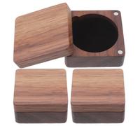 YARNOW 3 pezzi Porta monete commemorative in legno per esposizione - Scatola portaoggetti per ricordi con guarnizione in schiuma per collezionisti di souvenir e accessori 1,89 pollici quadrati