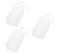 YARNOW 3 Pezzi Schiuma Sapone Bianco in Pe e Poliestere con Maglia ad Alta Densità e Corda per Appendere, per Doccia e Pulizia Viso, Riduce Spreco Sapone