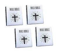 YARNOW 4 Pezzi Mini Bible Book Miniature Minuscolo Bibbie in Miniatura Fai Da Te Bambola Bibbia Della Casa Delle Bambole in Miniatura Libri Mini Silver Carta