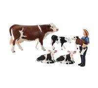 YARNOW 5 Mini Cows Figurines PVC Realistic Miniature Farm Animal Models For Indoor Outdoor Decor Educational Play