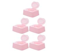 YARNOW 5 Pezzi Scatola Dispenser Salviette Umidificate in Pp Rosa, Organizer per Salviette da Viaggio con Design Antipolvere e Aspetto Adatto per Ufficio e Auto
