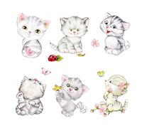 YARNOW 6 Adesivi Murali per Interruttori a Forma di Gatto, Autoadesivi Impermeabili, Decorazioni per Cameretta e Bagno, Applique da Parete Rimovibili