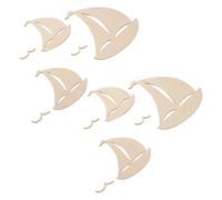 YARNOW 6 Pezzi Decorazione Murale Superficie Liscia e Non Finita a Forma di Barca a Vela in Legno Beige Tela Versatile per Creatività in Camere da Letto e Laboratori D'arte