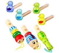 YARNOW 7pezzi Fischietti in Legno Forma Animali Dei Cartoni Animati Per Ragazzo Strumenti Musicali Educativi Giocattoli Musicali Per Sviluppo Infantile