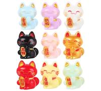 YARNOW 9 Mini Statuette di Gatti Portafortuna, Graziosi Ornamenti in Miniatura per Il Paesaggio, Colori Assortiti per Decorazioni da Giardino