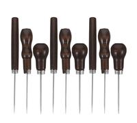 YARNOW 9 Pezzi Punteruolo per Cuoio con Impugnatura in Legno, per Cuciture | Metallo e Legno, Marcatura Preliminare, per Riparazione Scarpe e Preparazione Cuciture a Mano