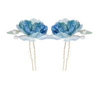 YARNOW Accessori Chioma Fiore Blu 2 Pezzi in Metallo e Tessuto per Damigelle e Occasioni Speciali come San Valentino e Ringraziamento