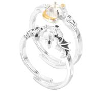 YARNOW Anelli Abbinati per Coppie Design Unico Angelo e Demone in Lega Pietre di Luna, Anelli Eleganti per Esprimere Emozioni e Stile Raffinato