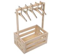 YARNOW Armadio in Legno con Appendiabiti ad Altezza Bimbo, Cesto Portaoggetti per Shower con Maniglia, Organizer Sospeso per Vestiti e Giocattoli nella Cameretta