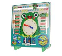 YARNOW Assunzione Didattica Dell'orologio di Rana Giocattolo Orologio in Legno Orologio per L'apprendimento dei Orologi di Insegnamento del Calendario Green di Legno
