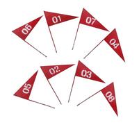 YARNOW Bandierine per Marcatura Prato da Giardino 8 Pezzi Rosse in Ferro Resistente, Segnali per Irrigazione e Delimitazione Esterni, Segnalini Piccoli per Confini Prato e