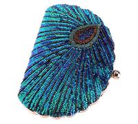 YARNOW Borsa da Mano Fatta a Mano in Paillettes e Perline Colore Malachite, Pochette da Banchetto Elegante Ampia Capacità per Matrimoni e Feste