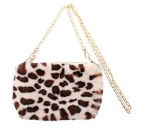 YARNOW Borsa Tracolla Leggera Stampa Leopardata per Bambina in Peluche Tasca Esterna e Zip per Passeggiate